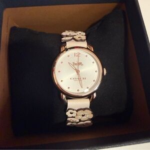 Coach Women's Watch with Rose Gold and Cream Floral Design